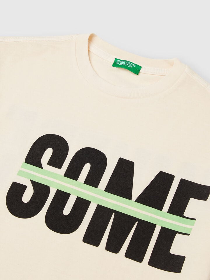 Benetton T-shirt With Print On Front And Back White