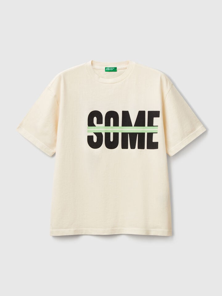 benetton T-shirt with print on front and back White