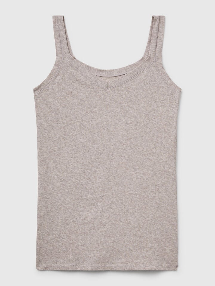 Benetton Tank Top In Super Stretch Cotton Creamy White