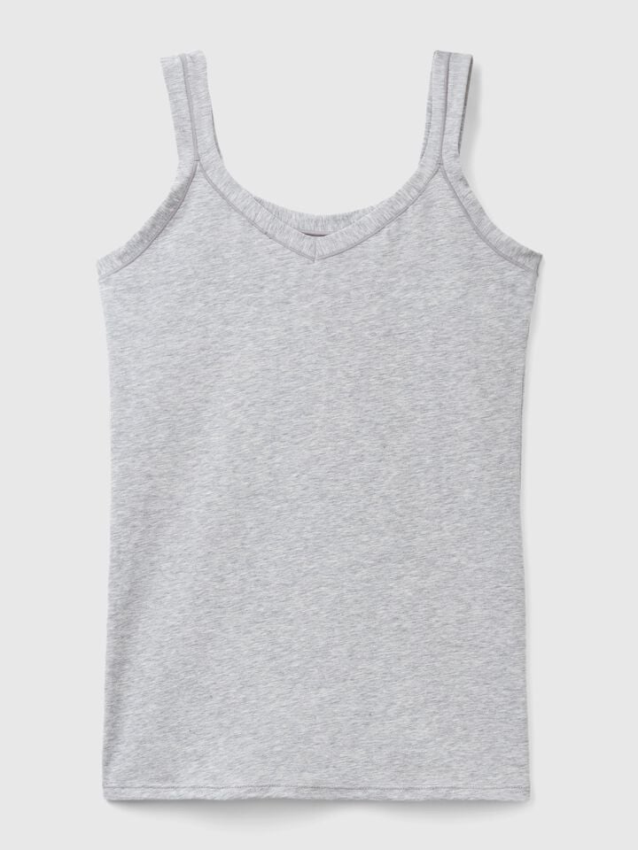Benetton Tank Top In Super Stretch Cotton Light Gray