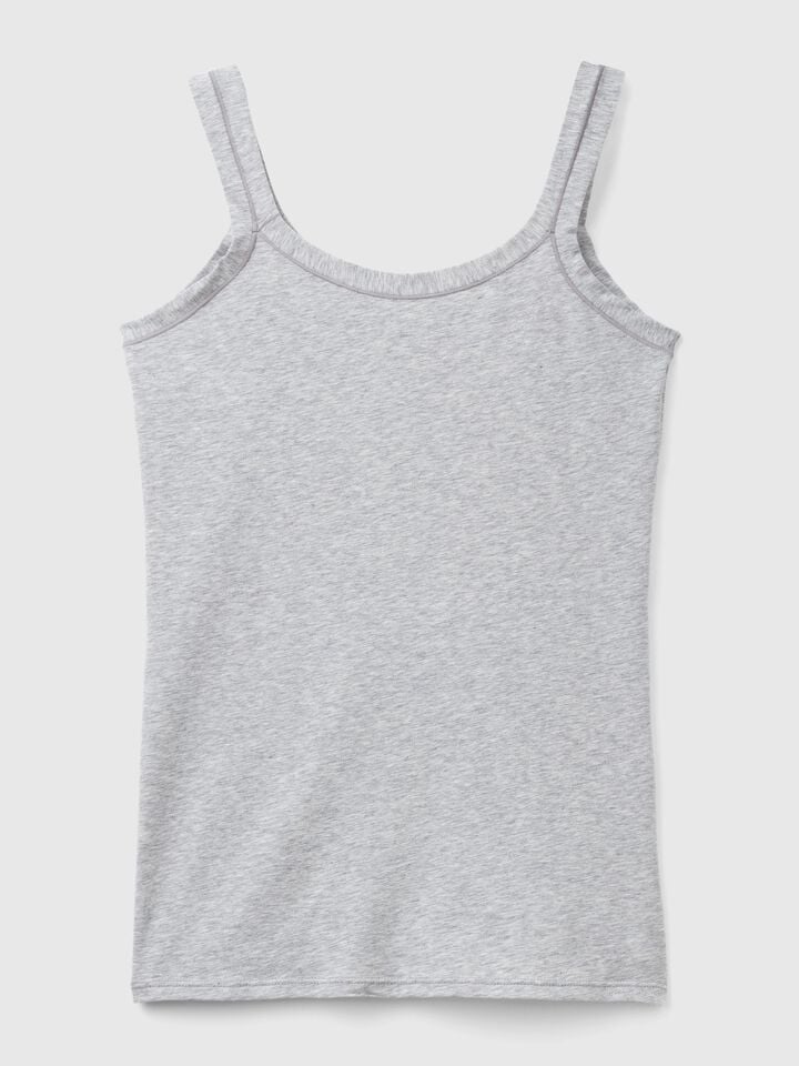 Benetton Tank Top In Super Stretch Cotton Light Gray