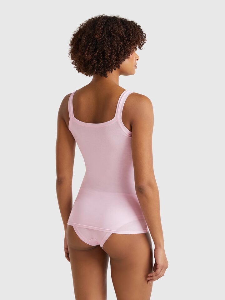 Benetton Tank Top Undershirt In Super Stretch Cotton Lilac