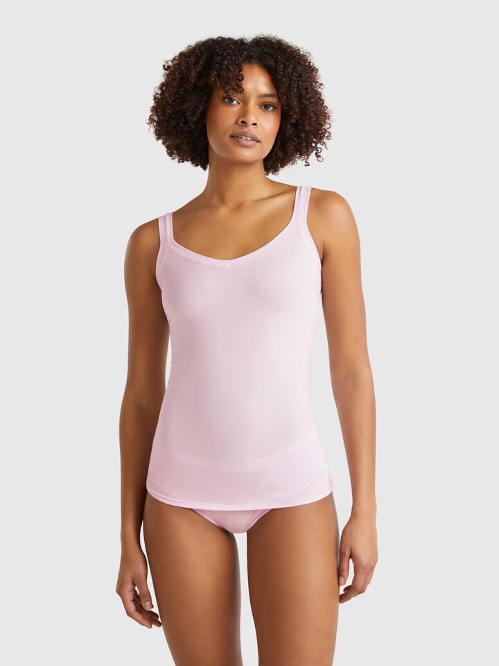 benetton Tank top undershirt in super stretch cotton Lilac