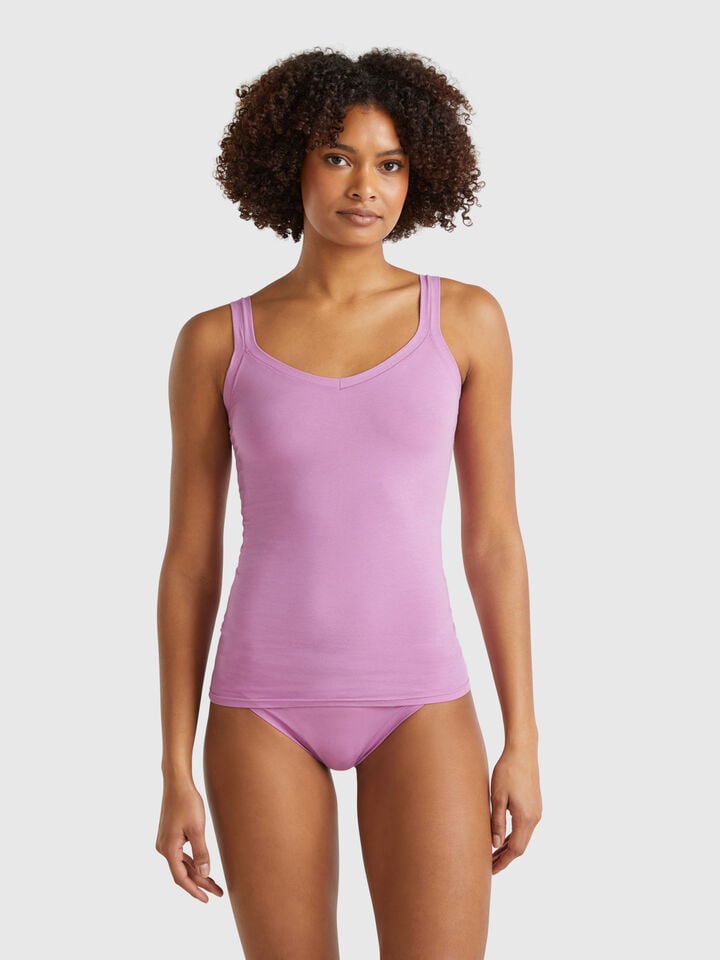benetton Tank top undershirt in super stretch cotton Mauve