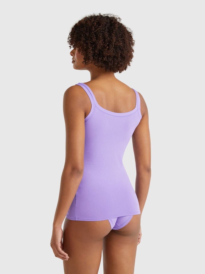Benetton Tank Top Undershirt In Super Stretch Cotton Periwinkle