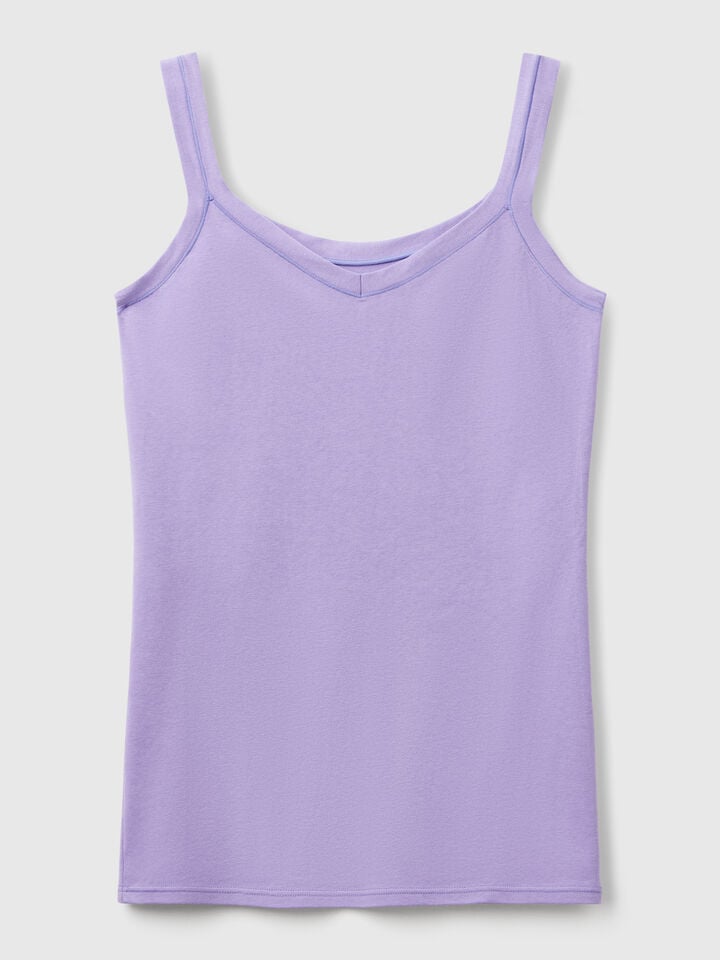 Benetton Tank Top Undershirt In Super Stretch Cotton Periwinkle