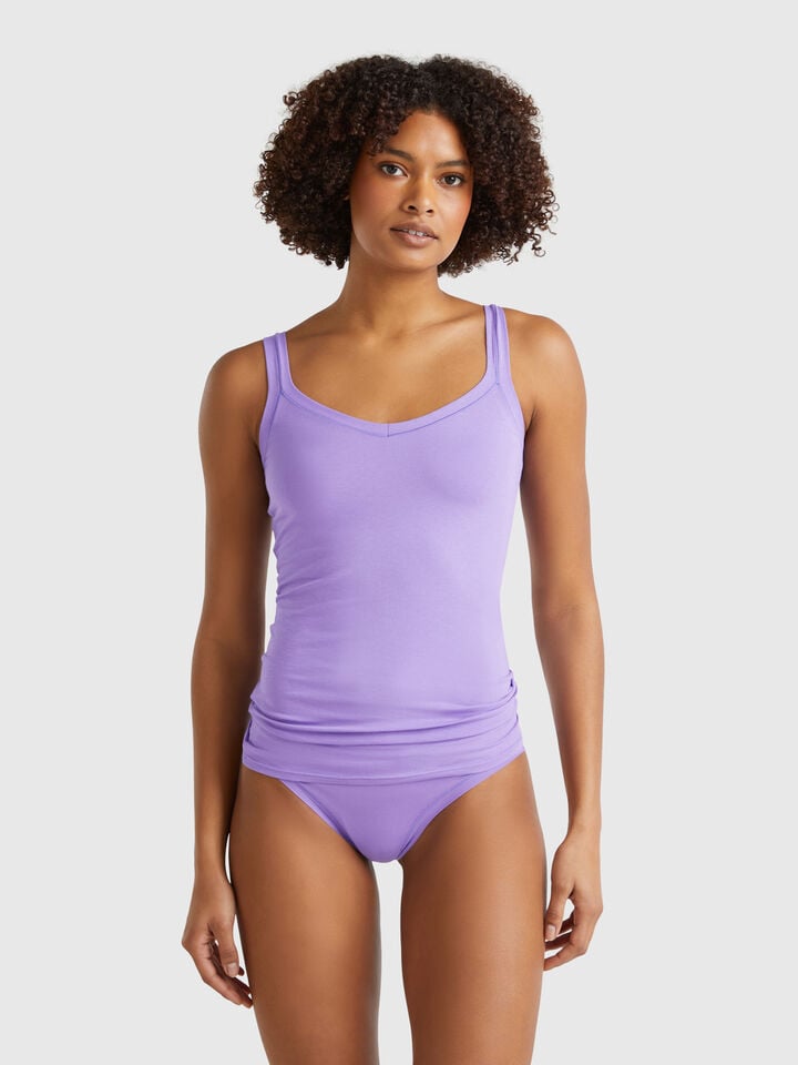 benetton Tank top undershirt in super stretch cotton Periwinkle