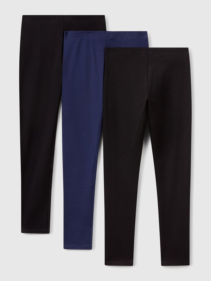 Benetton Three Leggings In Stretch Cotton Multi-color