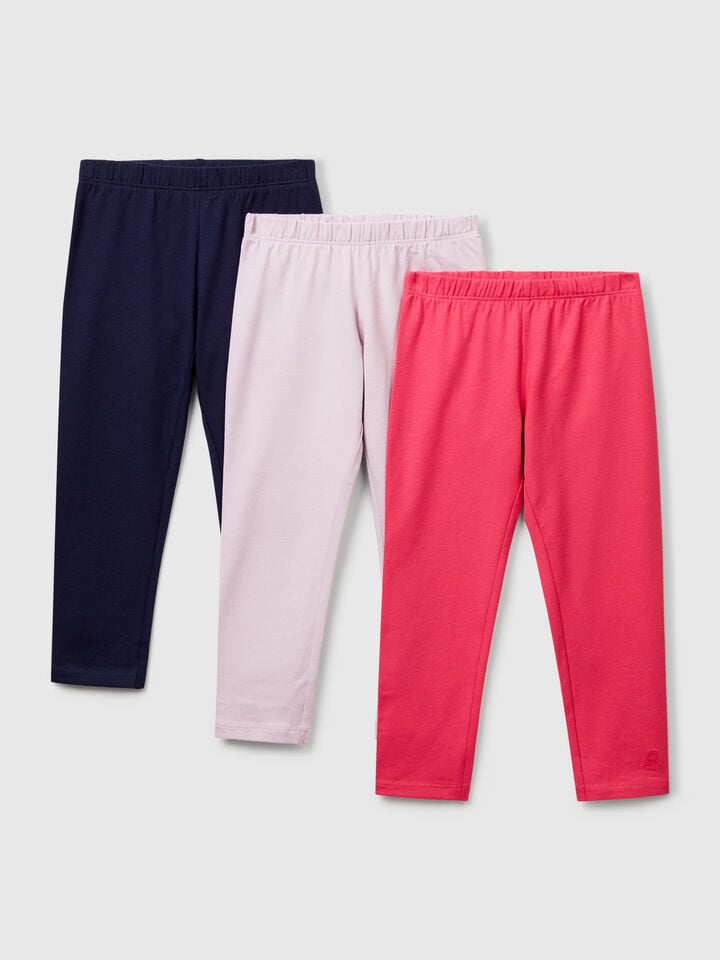 Benetton Three Leggings In Stretch Cotton Multi-color