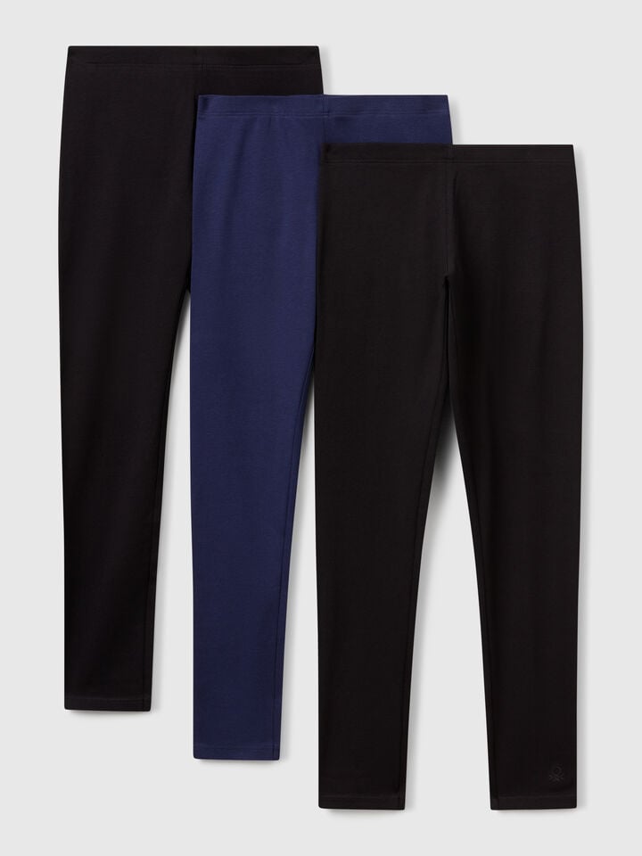 benetton Three leggings in stretch cotton Multi-color