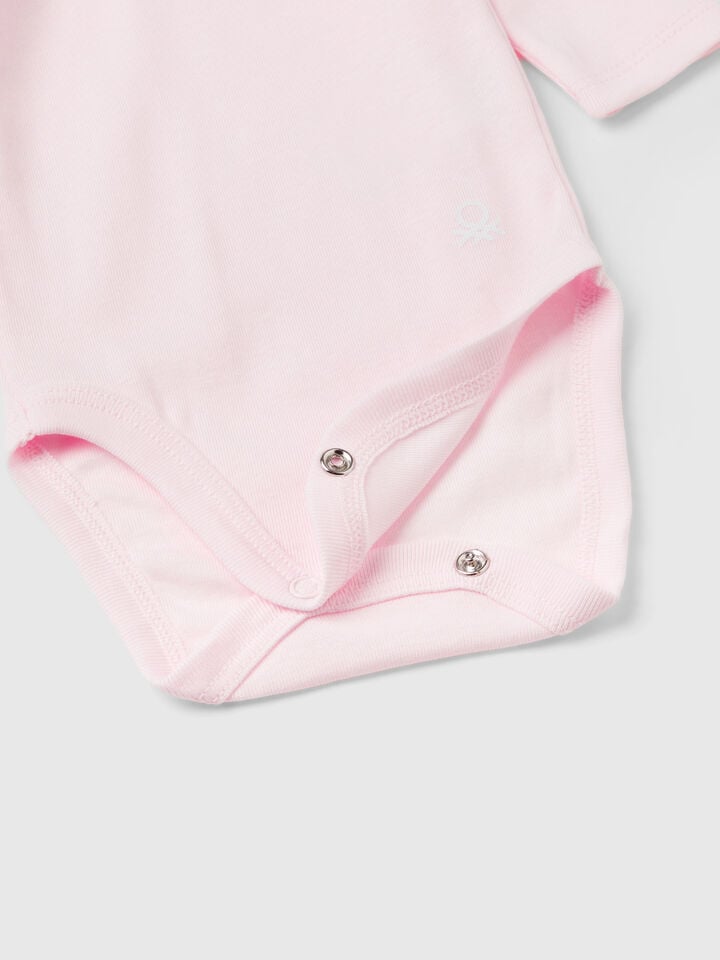 Benetton Three Solid Color Bodysuits In Cotton Multi-color