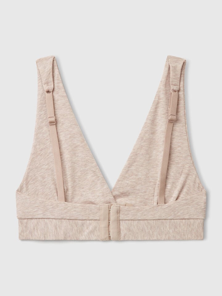 Benetton Triangle Bra In Super Stretch Cotton Beige
