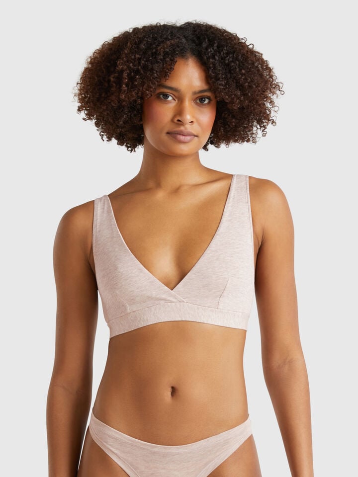 benetton Triangle bra in super stretch cotton Beige