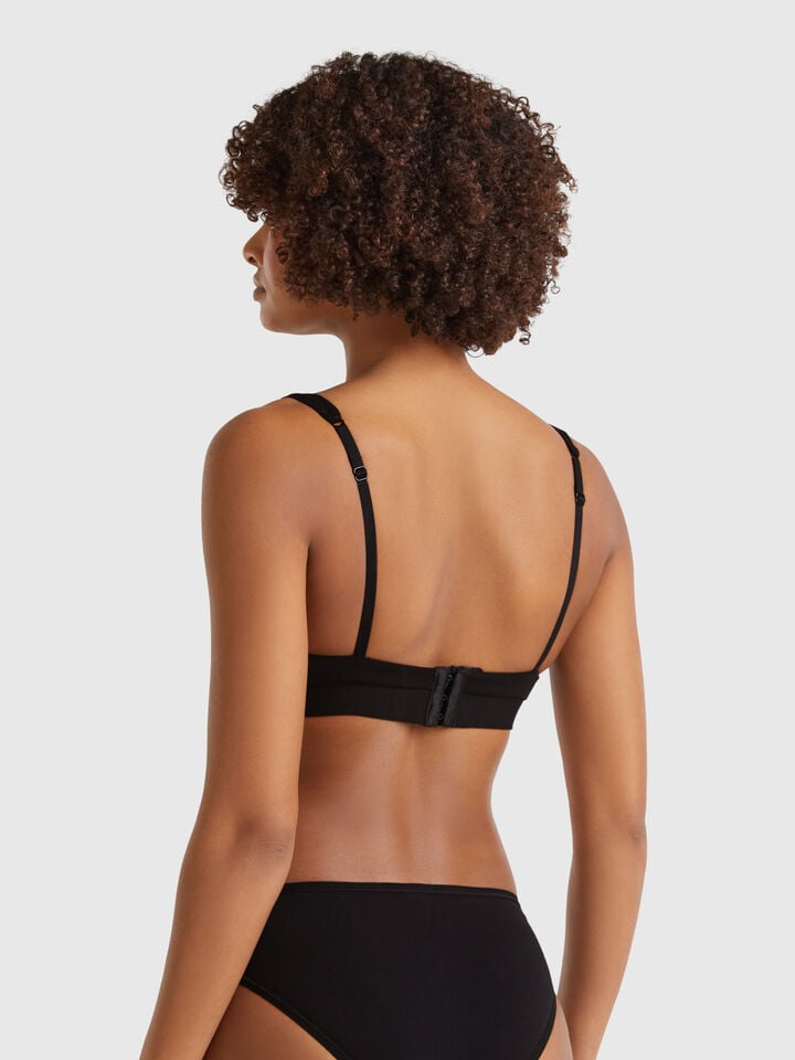 Benetton Triangle Bra In Super Stretch Cotton Black