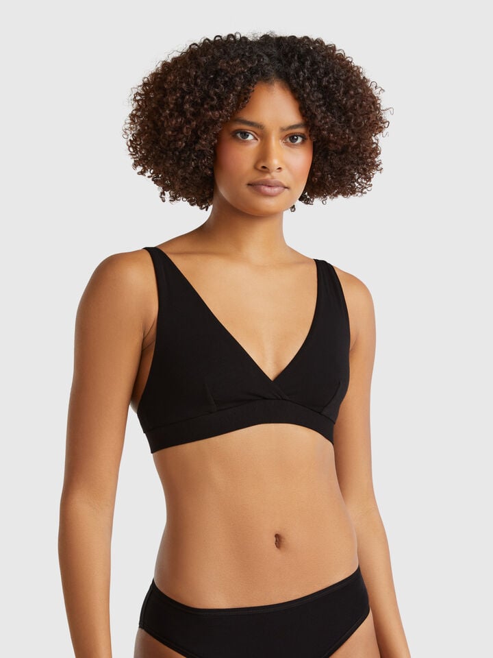 benetton Triangle bra in super stretch cotton Black