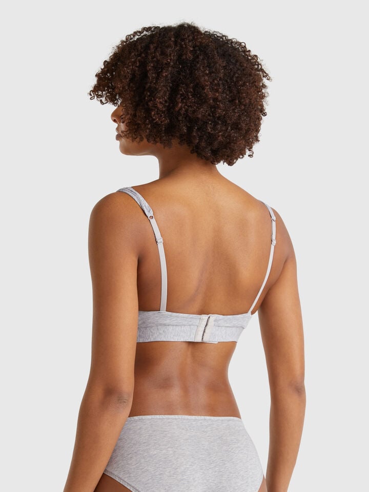 Benetton Triangle Bra In Super Stretch Cotton Light Gray