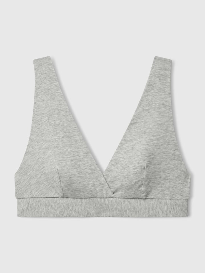 Benetton Triangle Bra In Super Stretch Cotton Light Gray