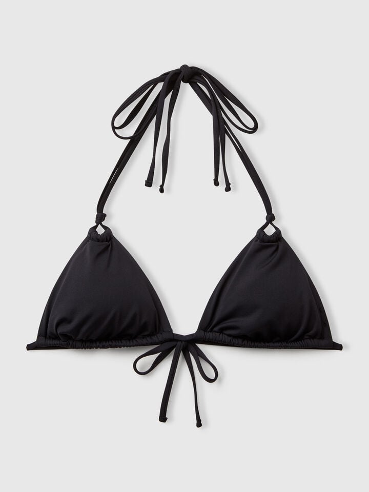 Benetton Triangle Sliding Swim Top In ECONYL® Black