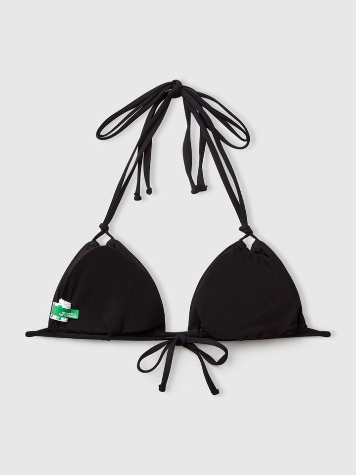 Benetton Triangle Sliding Swim Top In ECONYL® Black