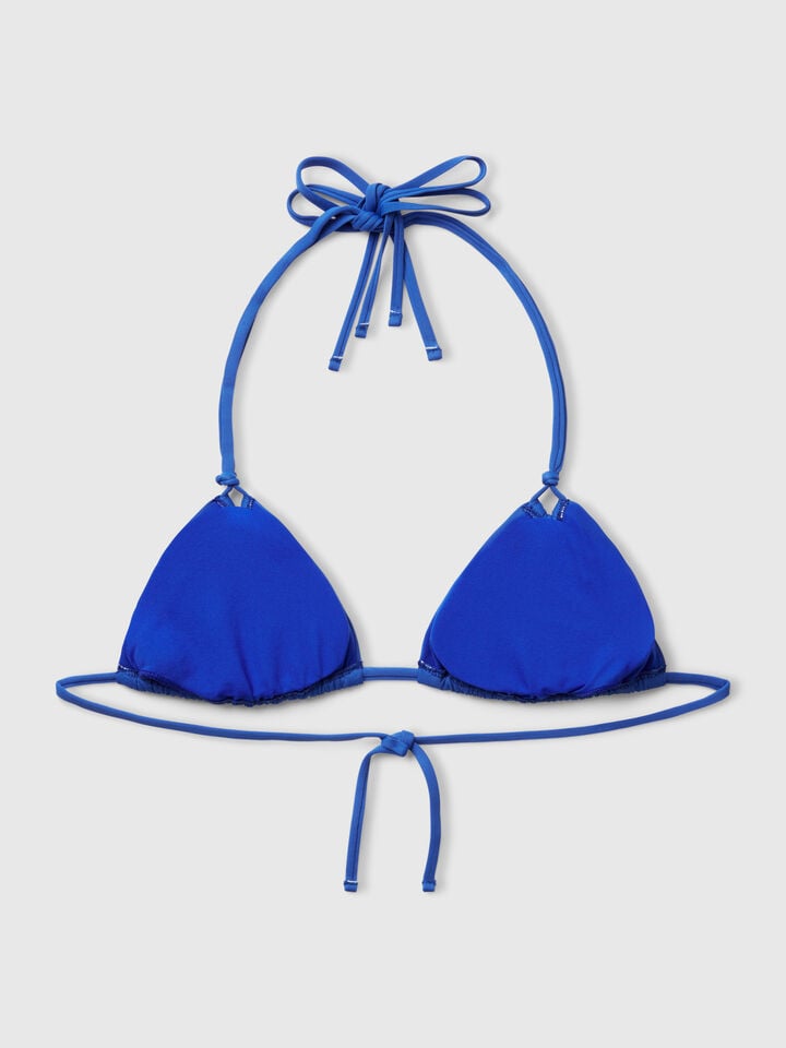 Benetton Triangle Sliding Swim Top In ECONYL® Bright Blue