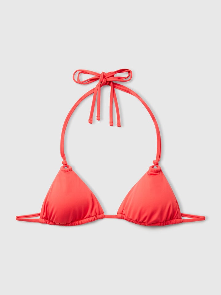 Benetton Triangle Sliding Swim Top In ECONYL® Coral