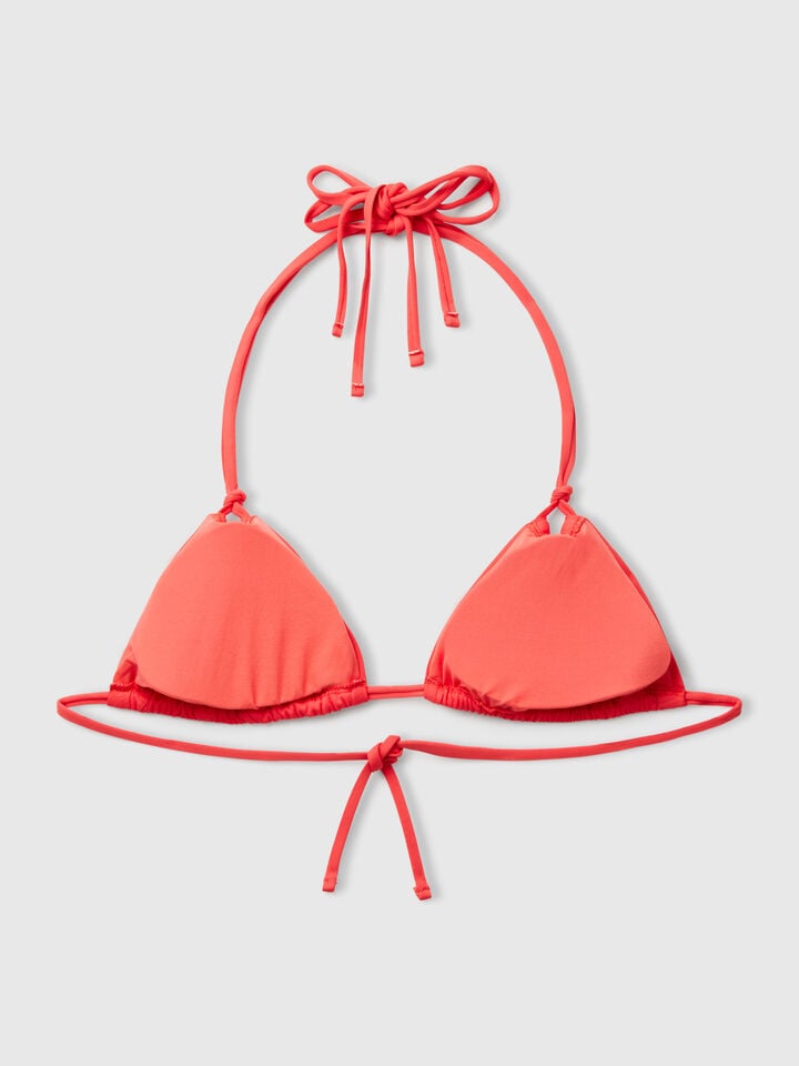 Benetton Triangle Sliding Swim Top In ECONYL® Coral