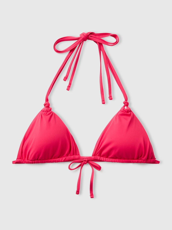 Benetton Triangle Sliding Swim Top In ECONYL® Fuchsia