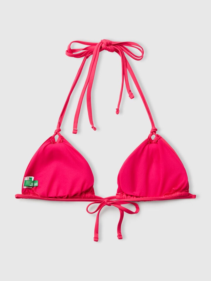 Benetton Triangle Sliding Swim Top In ECONYL® Fuchsia