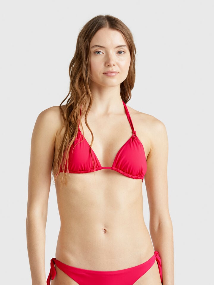 benetton Triangle sliding swim top in ECONYL® Fuchsia