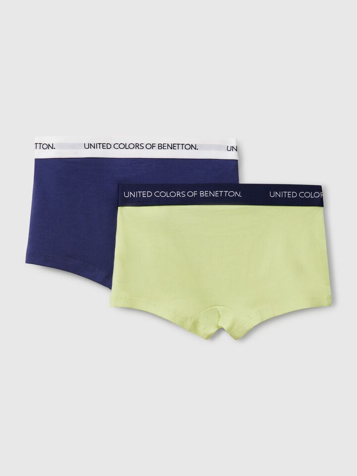Benetton Two Boxers With Logoed Elastic Multi-color