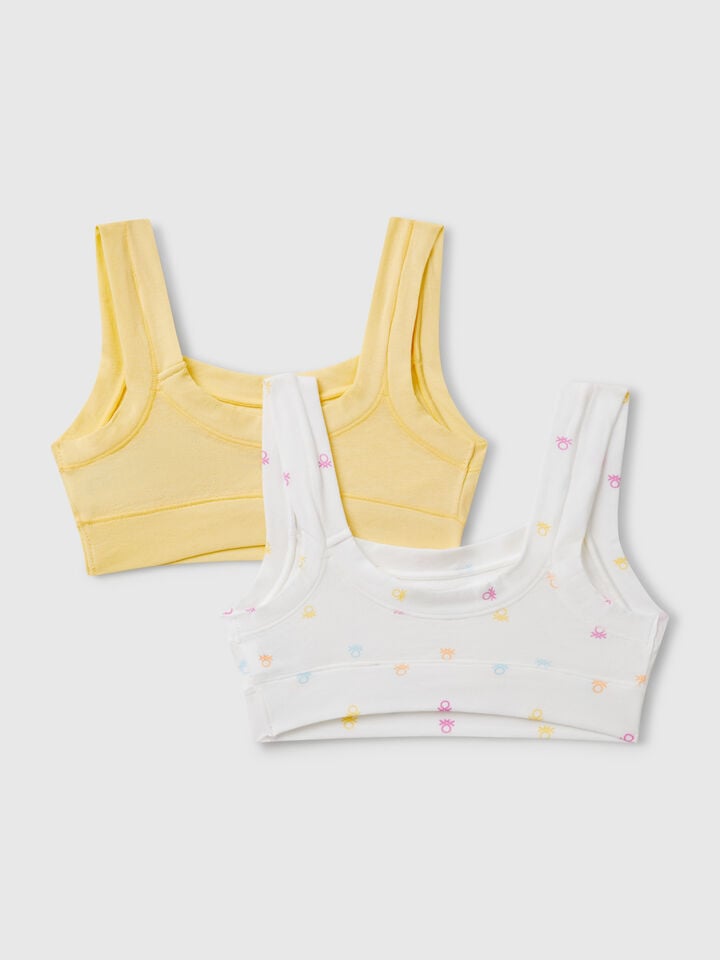 Benetton Two Bras In Super Stretch Cotton Multi-color