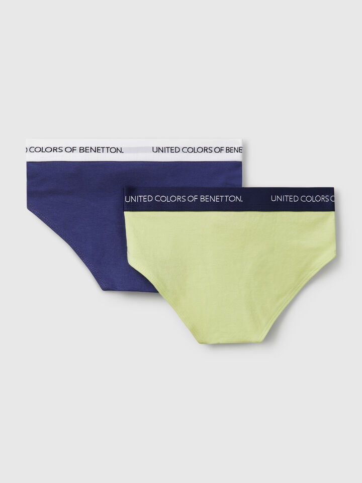 Benetton Two Briefs With Logoed Elastic Multi-color