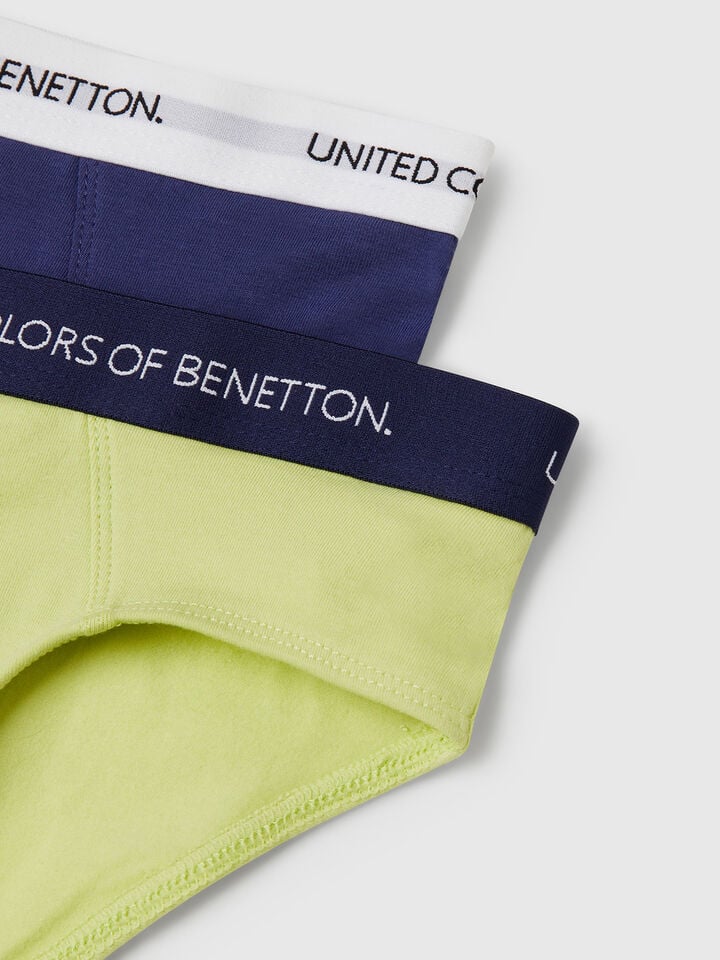 Benetton Two Briefs With Logoed Elastic Multi-color