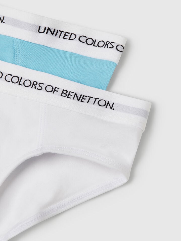 Benetton Two Briefs With Logoed Elastic Multi-color