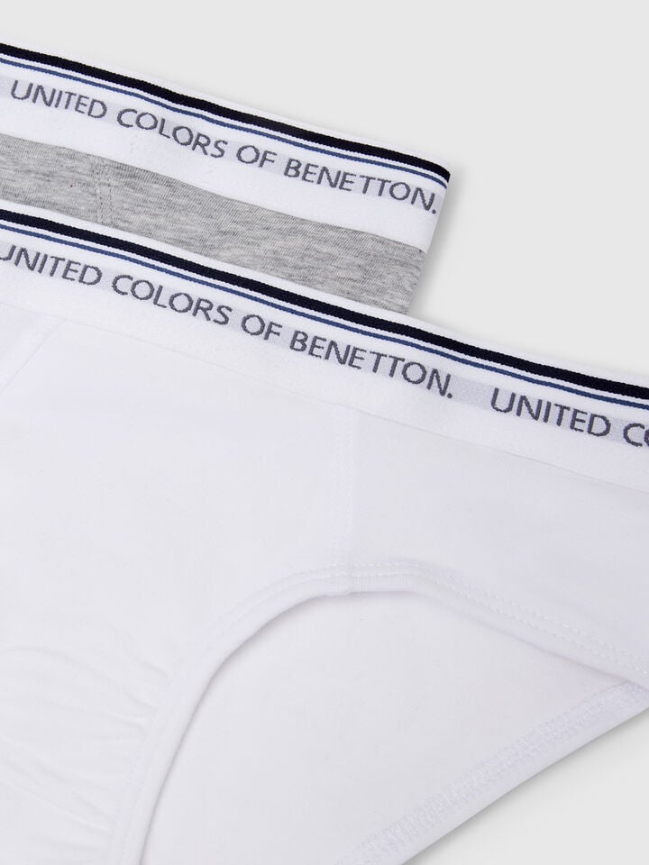 Benetton Two Briefs With Logoed Elastic Multi-color