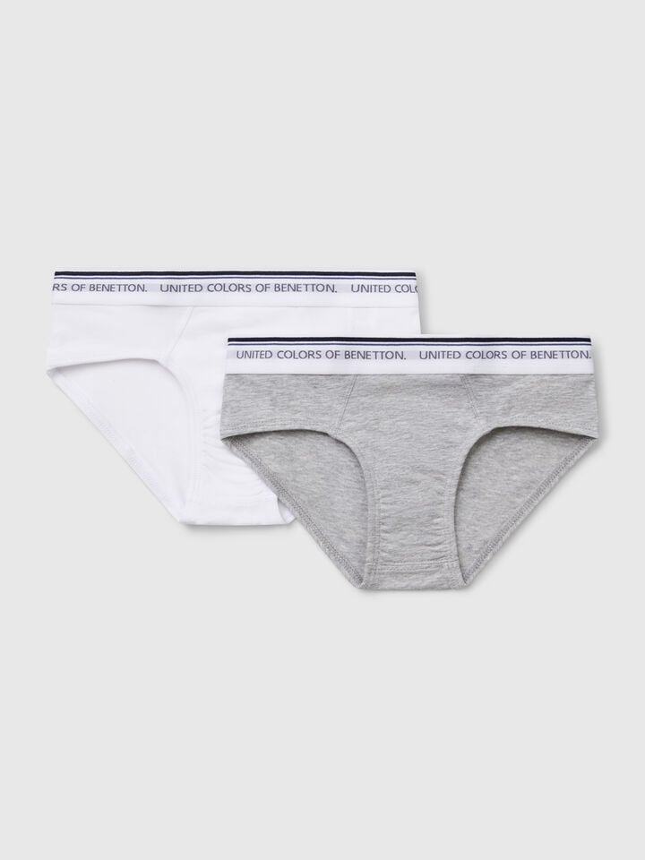 benetton Two briefs with logoed elastic Multi-color