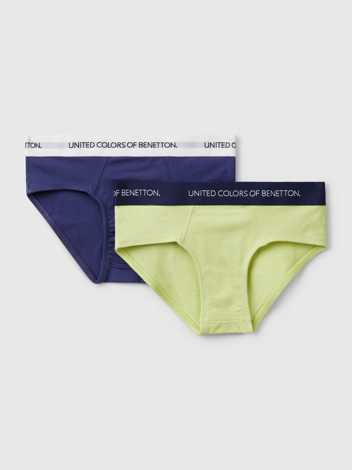 benetton Two briefs with logoed elastic Multi-color