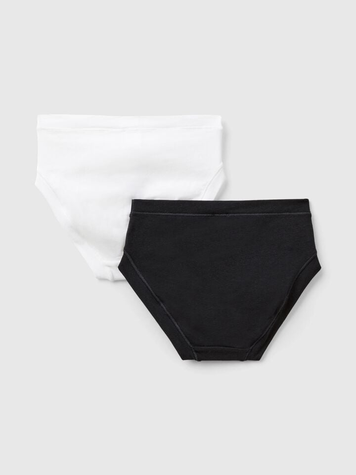 Benetton Two Pairs Of Underwear In Stretch Cotton Black