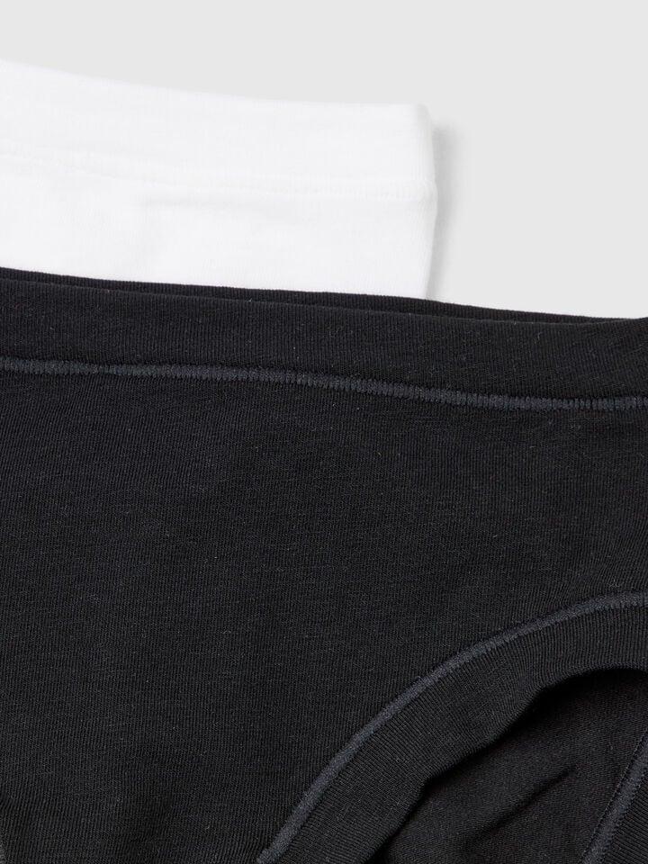 Benetton Two Pairs Of Underwear In Stretch Cotton Black