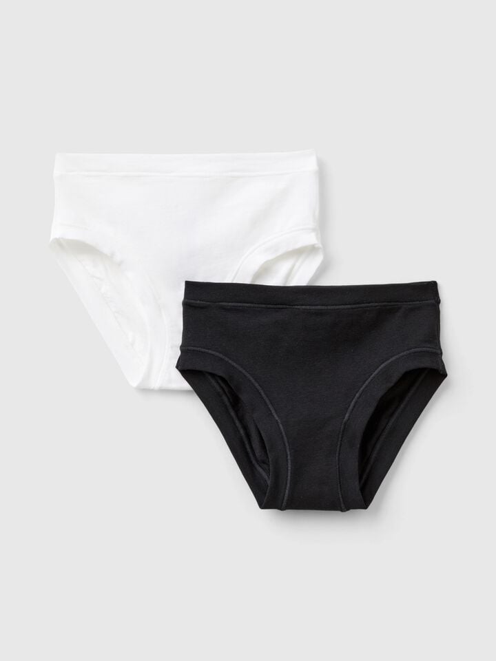 benetton Two pairs of underwear in stretch cotton Black