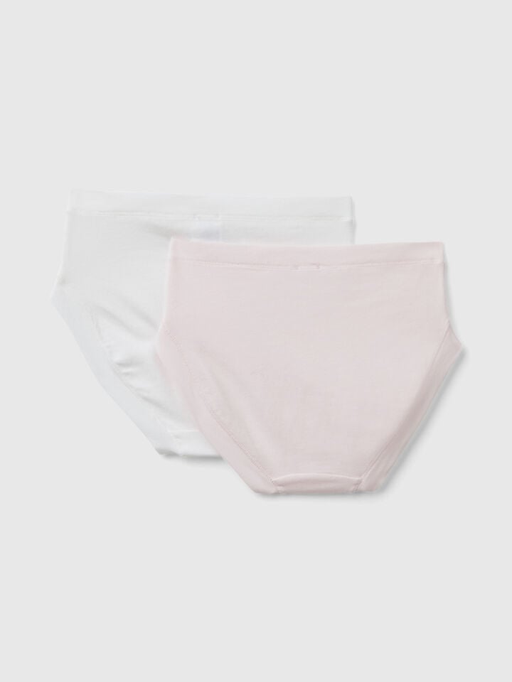 Benetton Two Pairs Of Underwear In Stretch Cotton Multi-color