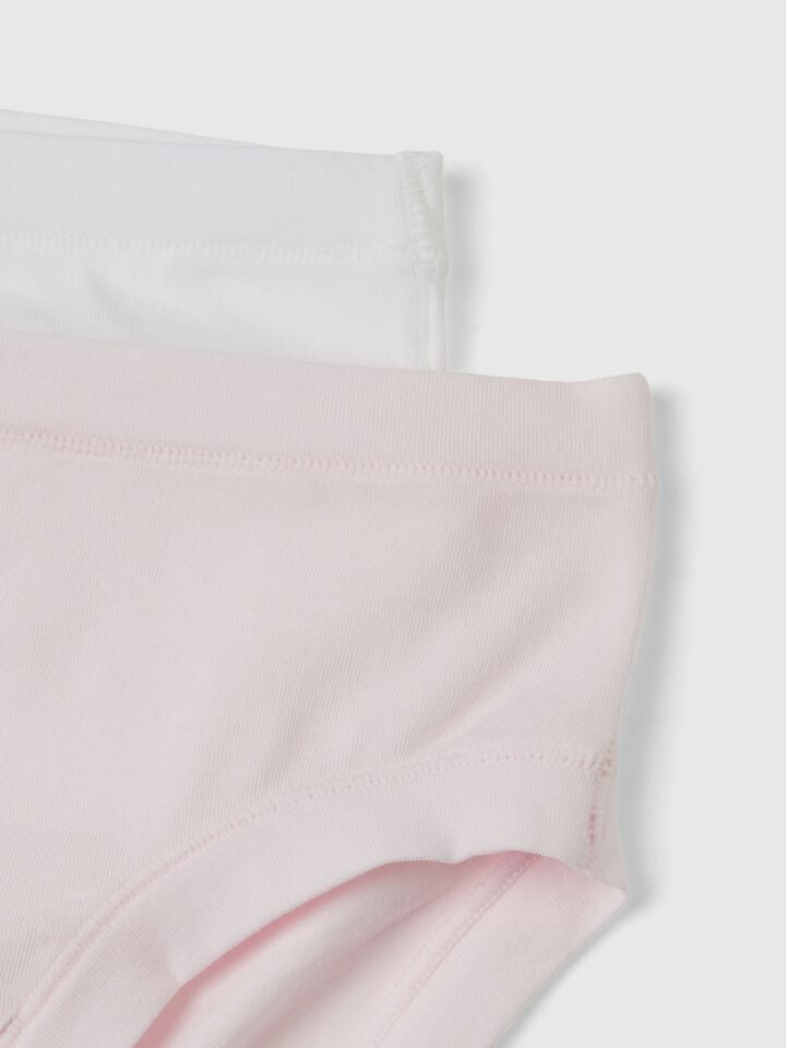 Benetton Two Pairs Of Underwear In Stretch Cotton Multi-color