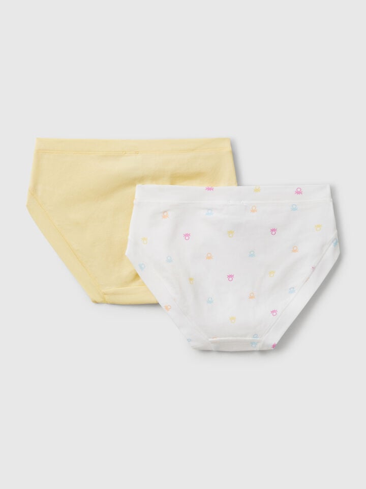 Benetton Two Pairs Of Underwear In Stretch Cotton Multi-color