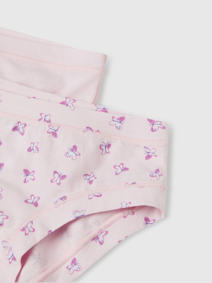 Benetton Two Pairs Of Underwear In Stretch Cotton Pink