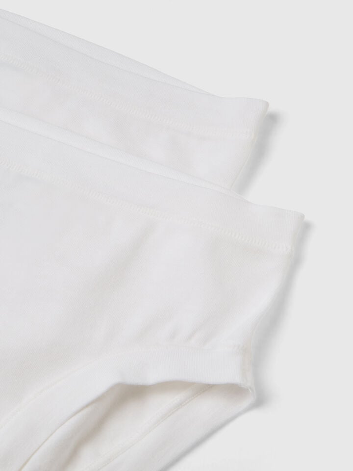 Benetton Two Pairs Of Underwear In Stretch Cotton White