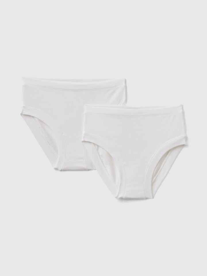 benetton Two pairs of underwear in stretch cotton White