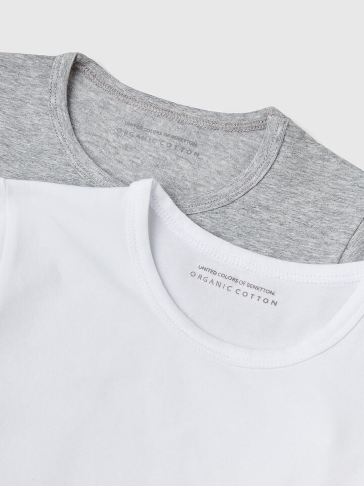 Benetton Two T-shirts In Stretch Cotton Multi-color