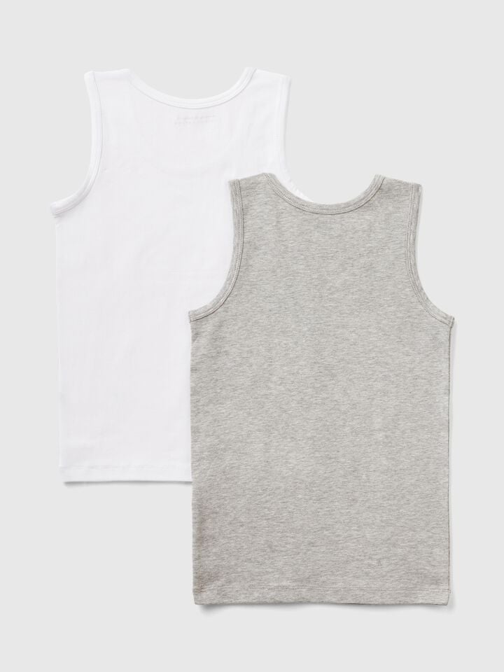 Benetton Two Tank Tops In Stretch Cotton Multi-color