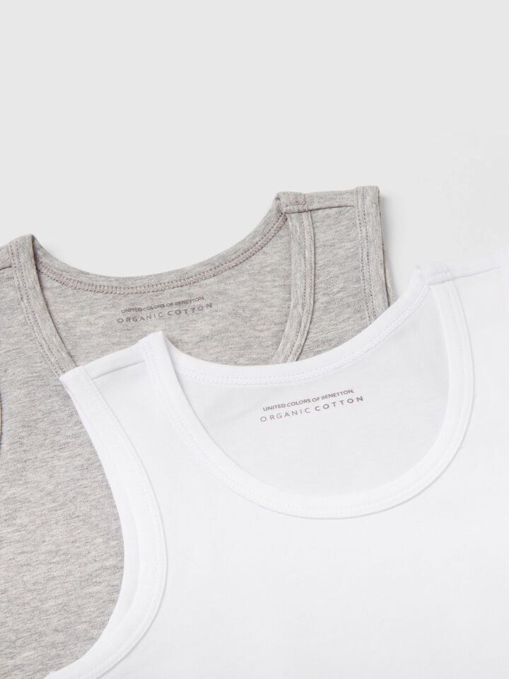 Benetton Two Tank Tops In Stretch Cotton Multi-color