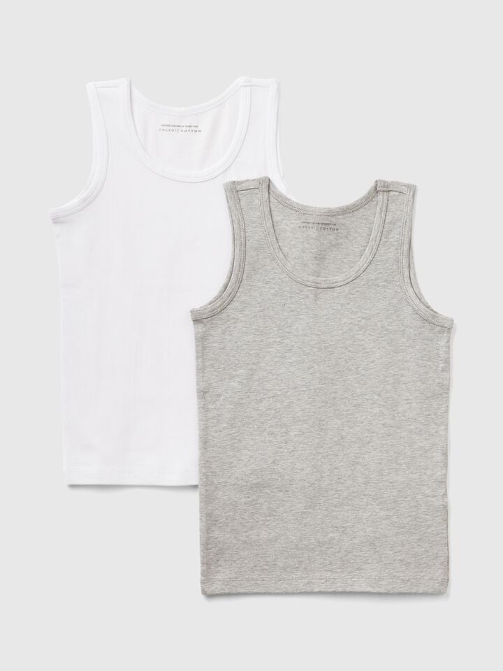 benetton Two tank tops in stretch cotton Multi-color